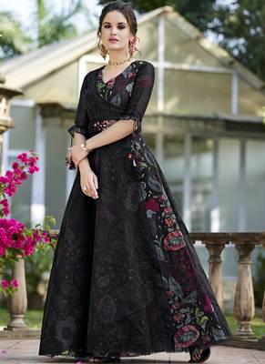 Black woven organza salwar 1