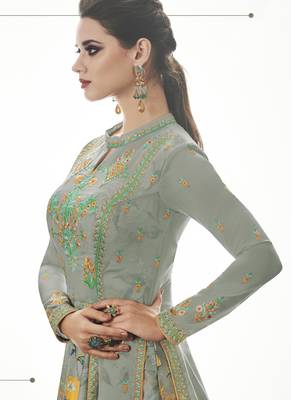 Light-Grey Embroidered Georgette Salwar 2