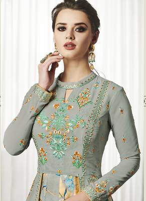 Light-Grey Embroidered Georgette Salwar 3