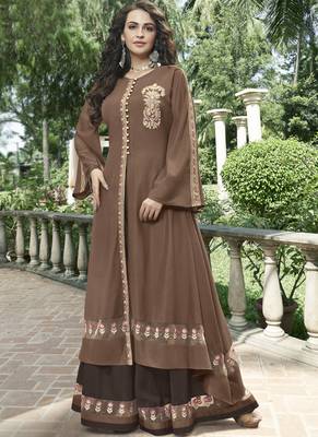 Brown woven silk salwar 1