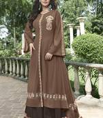 Brown woven silk salwar