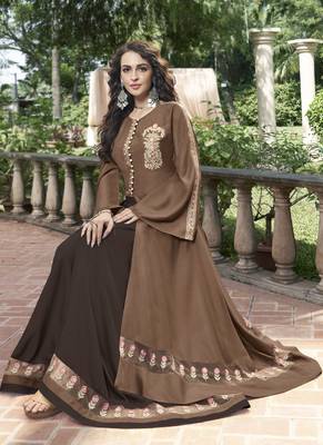 Brown woven silk salwar 2