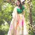Cream Sequins Embroidered Organza Semi Stitched Floral Lehenga for wedding