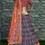 Navy Blue Thread, Dori, Zari, & Sequins Embroidered with stonework Mulberry Silk Semi Stitched Lehenga choli for wedding