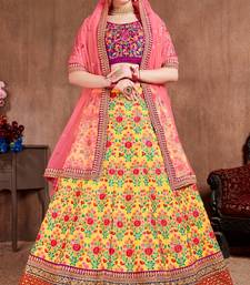 Yellow Thread Dori Zari And Sequins Embroidered With Stonework Mulberry Silk Semi Stitched Lehenga Choli For Bride