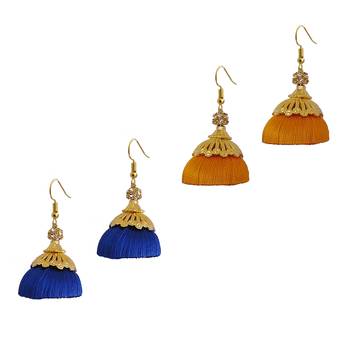 Multicolor combo silk thread earrings 1