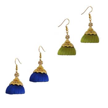 Multicolor combo silk thread earrings 1