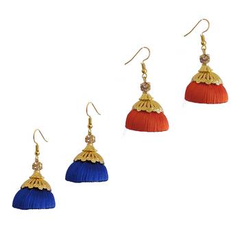 Multicolor combo silk thread earrings 1
