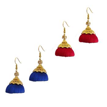 Multicolor combo silk thread earrings 1
