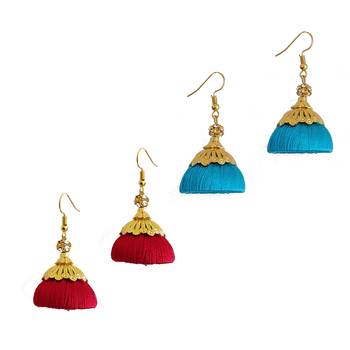 Multicolor combo silk thread earrings 1