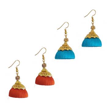 Multicolor combo silk thread earrings 1