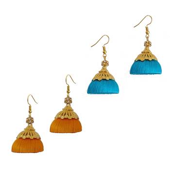 Multicolor combo silk thread earrings 1
