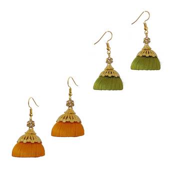 Multicolor combo silk thread earrings 1