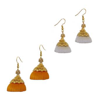 Multicolor combo silk thread earrings 1