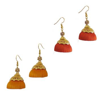 Multicolor combo silk thread earrings 1