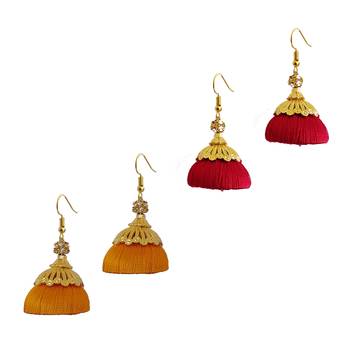 Multicolor combo silk thread earrings 1