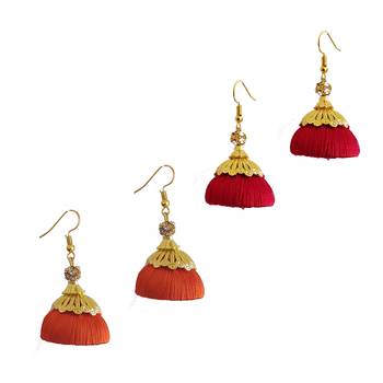 Multicolor combo silk thread earrings 1