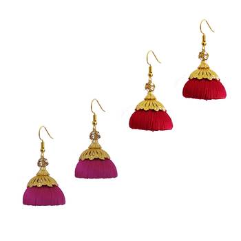 Multicolor combo silk thread earrings 1