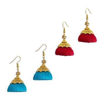 Multicolor combo silk thread earrings 1