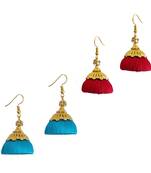 Multicolor combo silk thread earrings