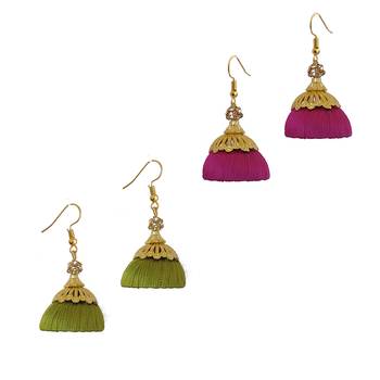Multicolor combo silk thread earrings 1