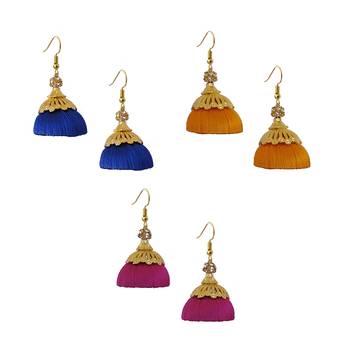Multicolor combo silk thread earrings 1