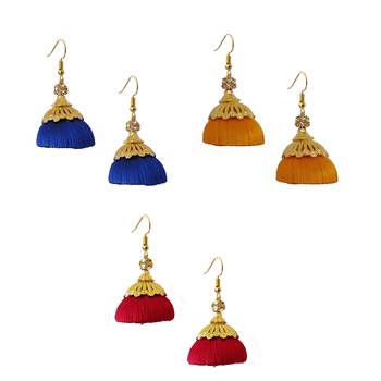 Multicolor combo silk thread earrings 1