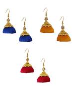 Multicolor combo silk thread earrings