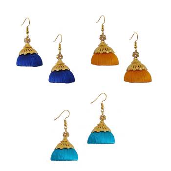 Multicolor combo silk thread earrings 1