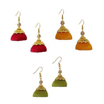 Multicolor combo silk thread earrings 1
