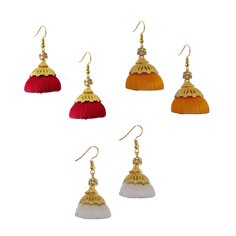 Multicolor combo silk thread earrings