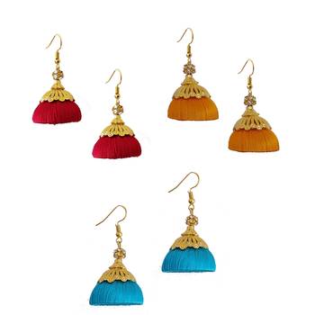 Multicolor combo silk thread earrings 1