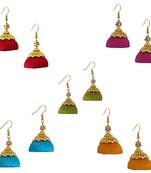 Multicolor combo silk thread earrings