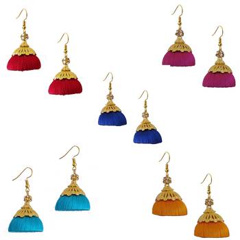 Multicolor combo silk thread earrings 1