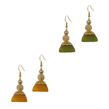 Multicolor combo silk thread earrings 1