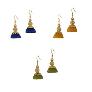 Multicolor combo silk thread earrings 1