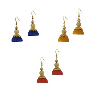 Multicolor combo silk thread earrings 1
