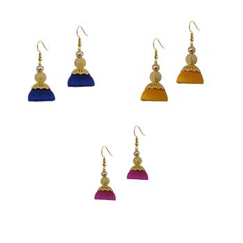 Multicolor combo silk thread earrings 1