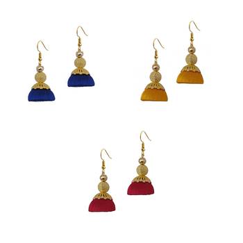 Multicolor combo silk thread earrings 1