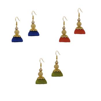 Multicolor combo silk thread earrings 1