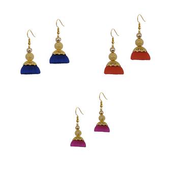Multicolor combo silk thread earrings 1
