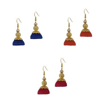 Multicolor combo silk thread earrings 1