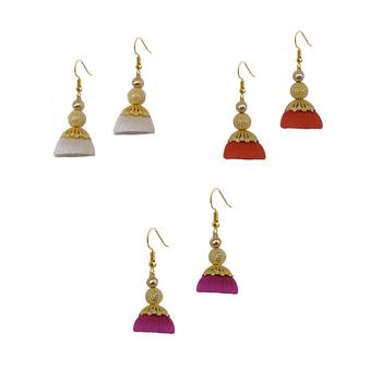 Multicolor combo silk thread earrings 1