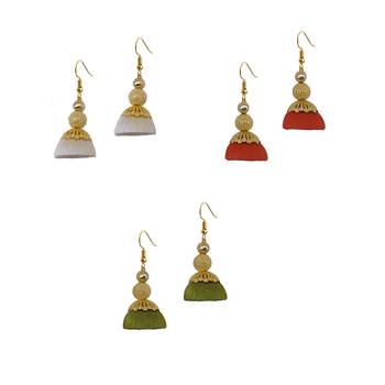 Multicolor combo silk thread earrings 1