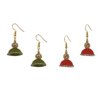 Multicolor combo silk thread earrings 1