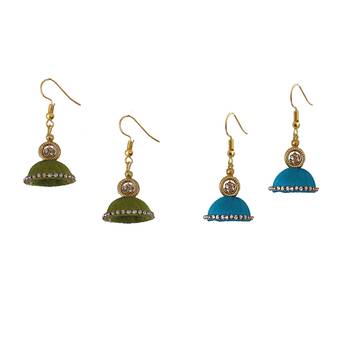Multicolor combo silk thread earrings 1
