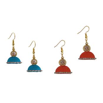 Multicolor combo silk thread earrings 1