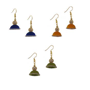 Multicolor combo silk thread earrings 1