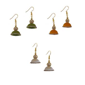 Multicolor combo silk thread earrings 1