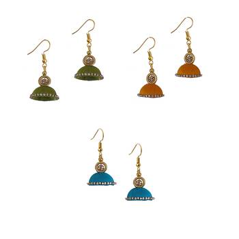 Multicolor combo silk thread earrings 1